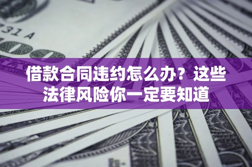 武汉借款合同违约怎么办？这些法律风险你一定要知道